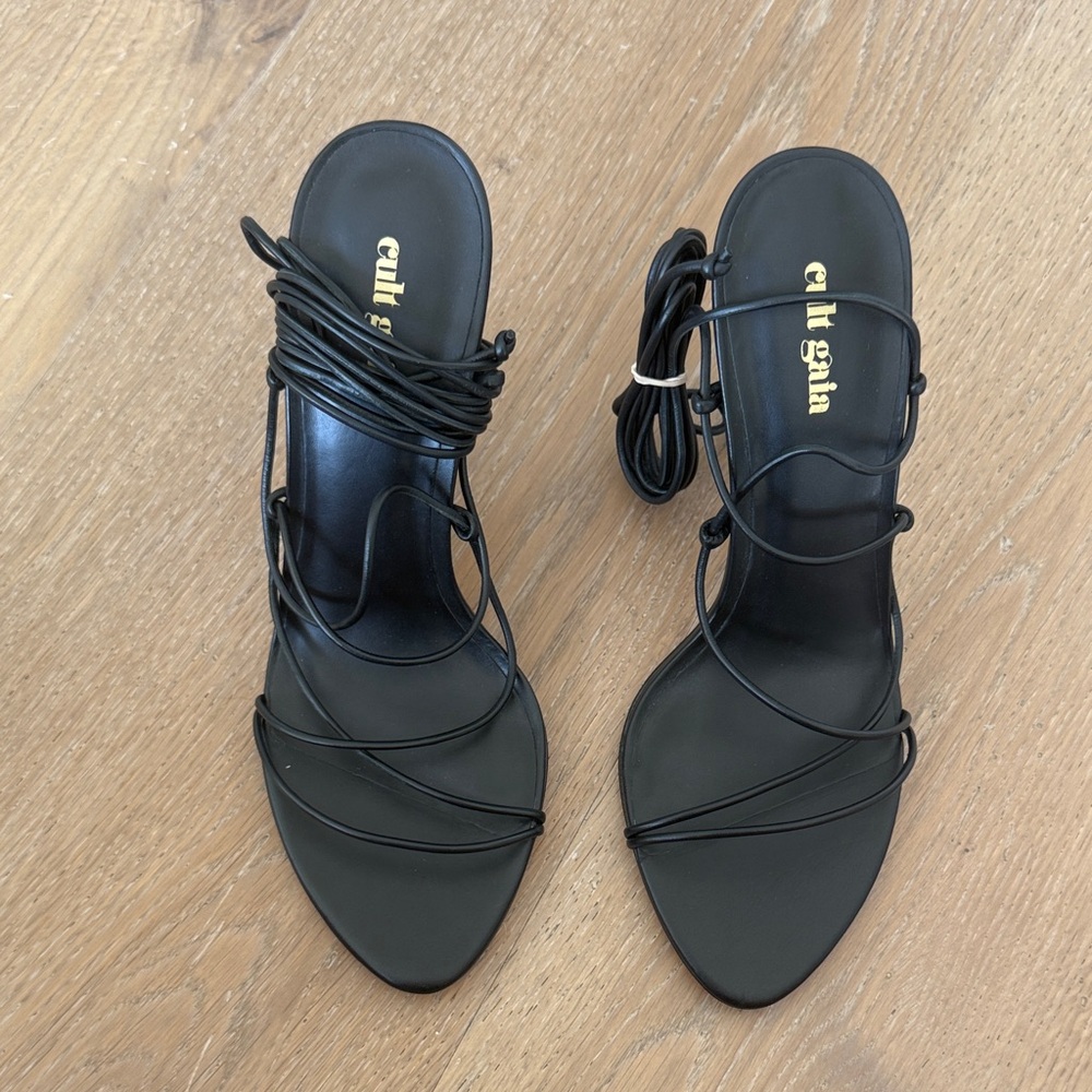 Cult Gaia Elegant Black Strappy Heels